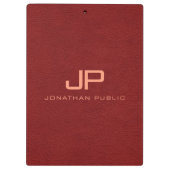 Text-Monogramm für den roten braunen Lederausdruck Klemmbrett (Rückseite)