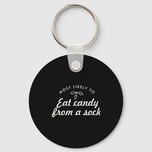 Text Most Likely To Xmas Fun Mistletoe T S Schlüsselanhänger (Vorderseite)