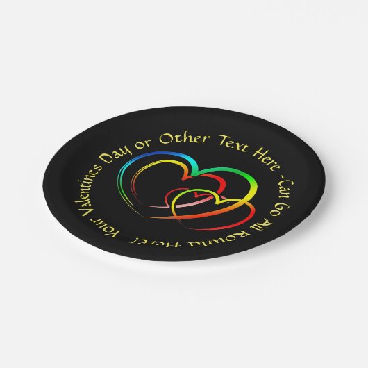 Text-Nachricht hinzufügen - Warnungen auf schwarz  Pappteller (Schrägansicht)