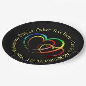 Text-Nachricht hinzufügen - Warnungen auf schwarz Pappteller (Schrägansicht)