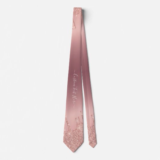 Text Neck Tie Rose Gold Blush Glitzer Sparkone Krawatte (Vorderseite)