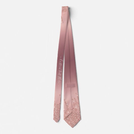 Text Neck Tie Rose Gold Blush Glitzer Sparkone Krawatte (Rückseite)