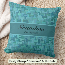 Text Oma Est Großmutter New Baby Aquamarin ändern Kissen