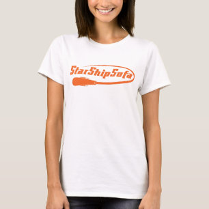 Text-Orange der Damen-StarShipSofa auf Gelb T-Shirt