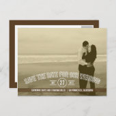 Text-Overlay speichert Datumskarten - braun Ankündigungspostkarte (Vorne/Hinten)