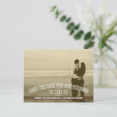 Text-Overlay speichert Datumskarten - braun Ankündigungspostkarte (Stehend Vorderseite)