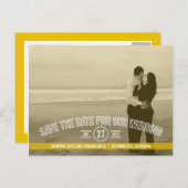 Text Overlay speichert Datumskarten - Senf Ankündigungspostkarte (Vorne/Hinten)