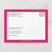 Text Overlay speichert die Datumskarten - Fuchsia Ankündigungspostkarte (Rückseite)