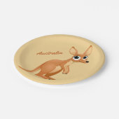 Text-Papier-Teller des niedlichen Kängurus Pappteller (Schrägansicht)