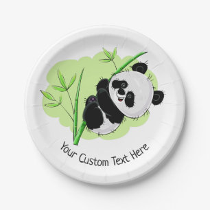 Text-Papier-Teller des niedlichen Pandas Pappteller