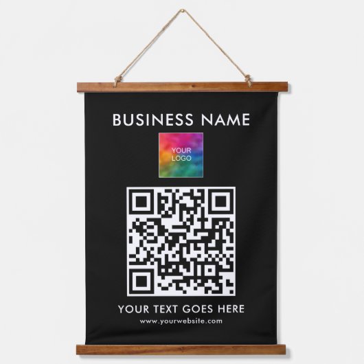 Text QR-Code des Firmenlogos, individuell anpassba Wandteppich Mit Holzrahmen (Vorderseite)