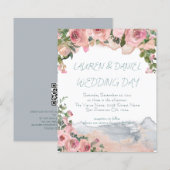 Text QR Code Vintag Blush Pink Wedding (Vorne/Hinten)