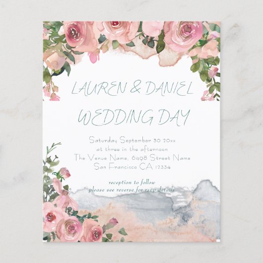 Text QR Code Vintag Blush Pink Wedding (Vorderseite)