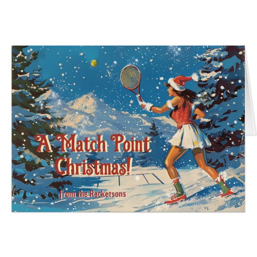 🎾 🎄 Text, Retro Tennis Snowy Serve (Vorderseite (Horizontal))
