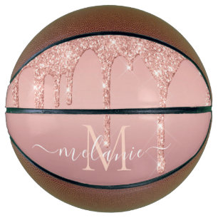 Text-Rose für Monogramm: Farbblindfarbiger Glitzer Basketball