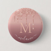 Text-Rose für Monogramm: Farbblindfarbiger Glitzer Button (Vorderseite)