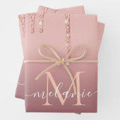 Text-Rose für Monogramm: Farbblindfarbiger Glitzer Geschenkpapier Set (Beispiel)