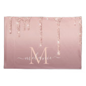 Text-Rose für Monogramm: Farbblindfarbiger Glitzer Kissenbezug (Rückseite)