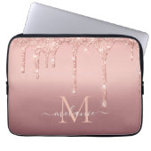 Text-Rose für Monogramm: Farbblindfarbiger Glitzer Laptopschutzhülle (Vorderseite)