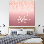 Text-Rose für Monogramm: Farbblindfarbiger Glitzer Leinwanddruck (Insitu (Schlafzimmer))