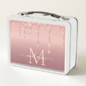 Text-Rose für Monogramm: Farbblindfarbiger Glitzer Metall Brotdose (Rückseite)