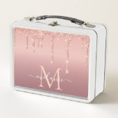 Text-Rose für Monogramm: Farbblindfarbiger Glitzer Metall Brotdose (Vorderseite)