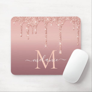 Text-Rose für Monogramm: Farbblindfarbiger Glitzer Mousepad