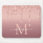 Text-Rose für Monogramm: Farbblindfarbiger Glitzer Mousepad (Vorne)