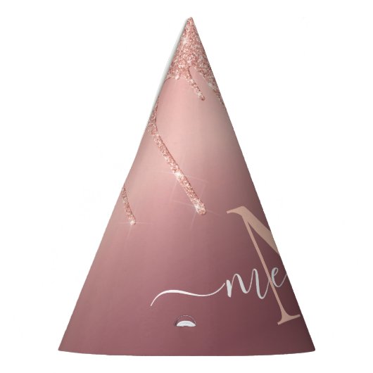 Text-Rose für Monogramm: Farbblindfarbiger Glitzer Partyhütchen (Links)