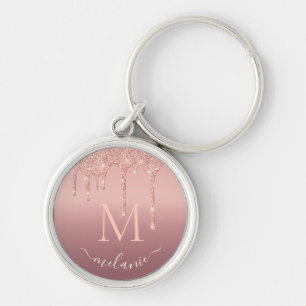 Text-Rose für Monogramm: Farbblindfarbiger Glitzer Schlüsselanhänger
