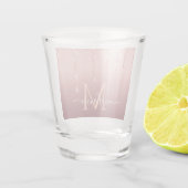 Text-Rose für Monogramm: Farbblindfarbiger Glitzer Schnapsglas (Rückseite)