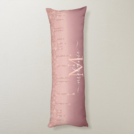 Text-Rose für Monogramm: Farbblindfarbiger Glitzer Seitenschläferkissen (Rückseite (Vertikal))