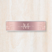 Text-Rose für Monogramm: Farbblindfarbiger Glitzer Türschild (Vorderseite )