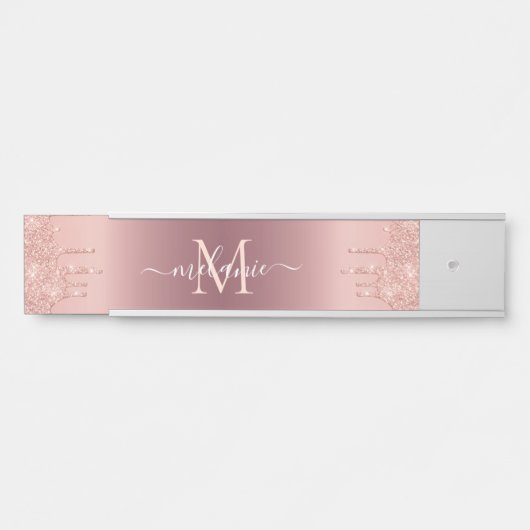 Text-Rose für Monogramm: Farbblindfarbiger Glitzer Türschild (Vorderseite )