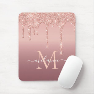 Text-Rose für Monogramm - Glitzer-Tropfen Mousepad