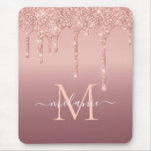 Text-Rose für Monogramm - Glitzer-Tropfen Mousepad (Vorne)