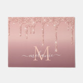 Text-Rose für Monogramm Gold Blush Glitzer Doormat Fußmatte (Vorderseite)