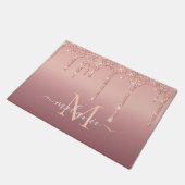 Text-Rose für Monogramm Gold Blush Glitzer Doormat Fußmatte (Schrägansicht)