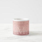 Text-Rose für Monogramm: Gold-Blush-Glitzer Espressotasse (Vorderseite)