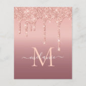 Text-Rose für Monogramm: Gold Blush Glitzer Flyer (Hinten)