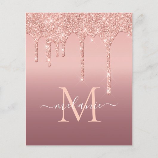 Text-Rose für Monogramm: Gold Blush Glitzer Flyer (Hinten)
