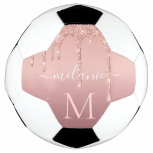 Text-Rose für Monogramm: Gold-Blush-Glitzer Fußball
