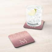 Text-Rose für Monogramm: Gold-Blush-Glitzer Getränkeuntersetzer (Rechte Seite)