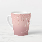 Text-Rose für Monogramm: Gold-Blush-Glitzer Milchtasse (Linke Ecke)