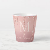 Text-Rose für Monogramm: Gold-Blush-Glitzer Milchtasse (Vorderseite)