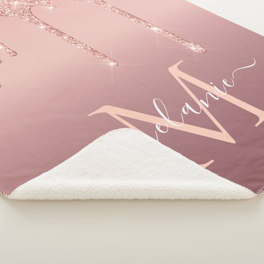 Text-Rose für Monogramm: Gold-Blush-Glitzer Sherpadecke (3/4)