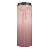 Text-Rose für Monogramm: Gold-Blush-Glitzer Thermosbecher (Rückseite)