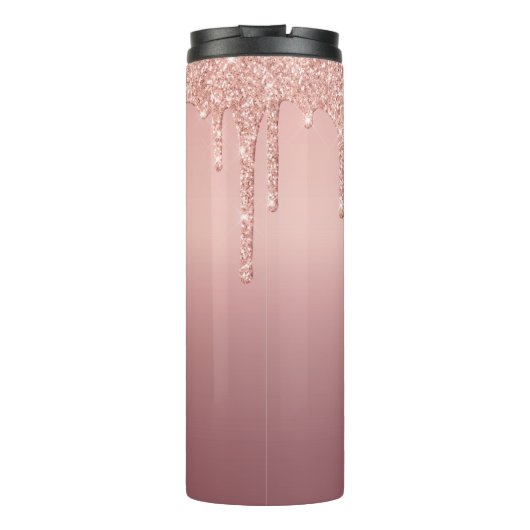 Text-Rose für Monogramm: Gold-Blush-Glitzer Thermosbecher (Rückseite)