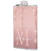 Text-Rose für Monogramm: Schwarzer Glitzer Flachmann (Links)