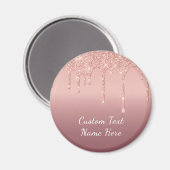 Text Rose Gold Blush Glitzer Sparkle Tropfen Hochz Magnet (Vorderseite/Rückseite)
